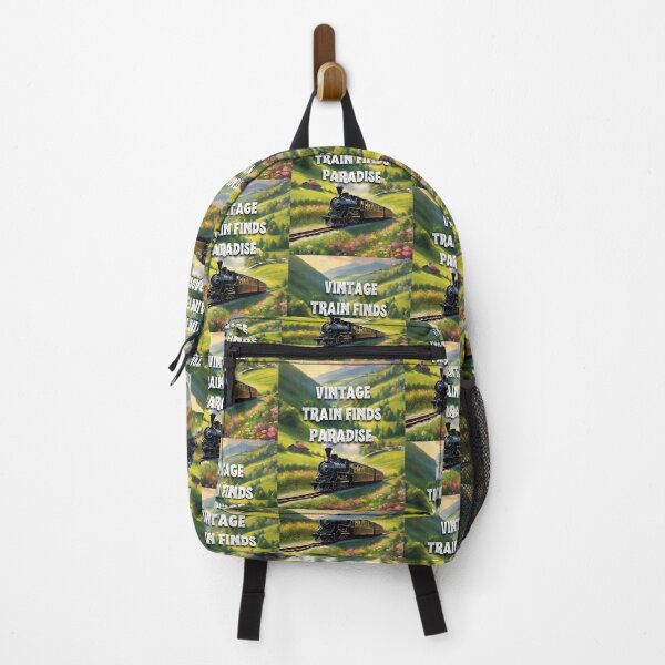 Item preview, vintage train finds paradise train traveling through dazzling light of a sunlit valley, with rolling hills and blooming meadows stretching as far as the eye can see. designed and sold by TrainJourney.