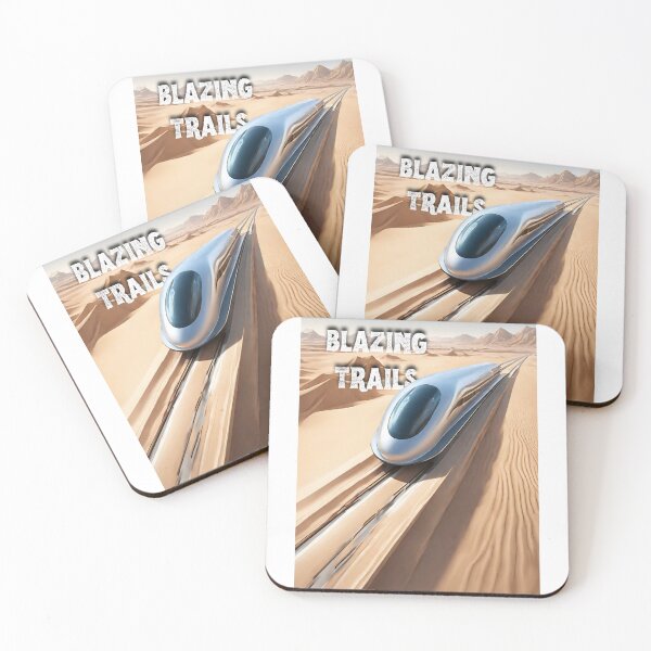 Item preview, Blazing trails journeys on futuristic maglev train speeds across a vast desert landscape, leaving a trail of swirling sand in its wake. designed and sold by TrainJourney.