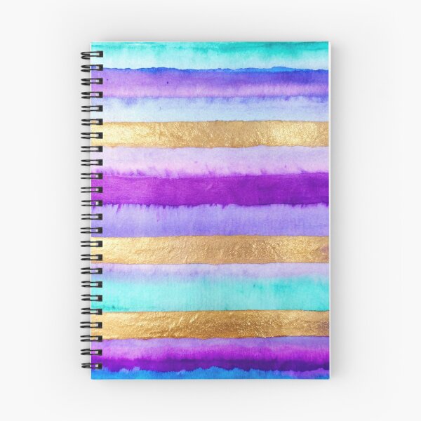 Item preview, Purple gold and turquoise teal stripes abstract watercolor pattern designed and sold by patterncrow.