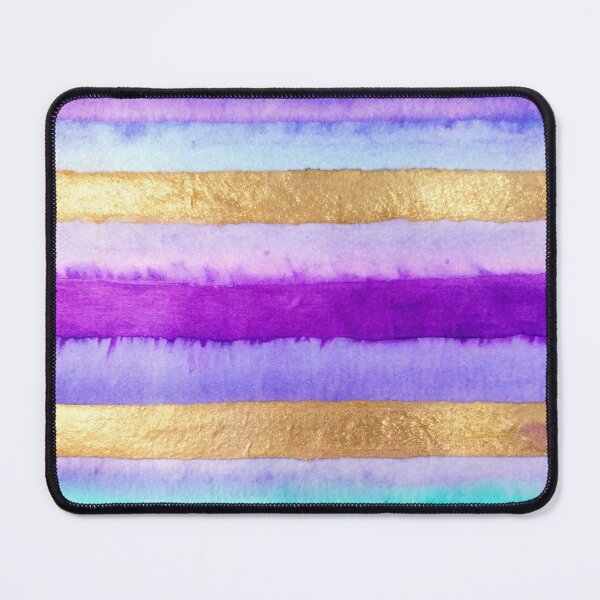 Item preview, Purple gold and turquoise teal stripes abstract watercolor pattern designed and sold by patterncrow.