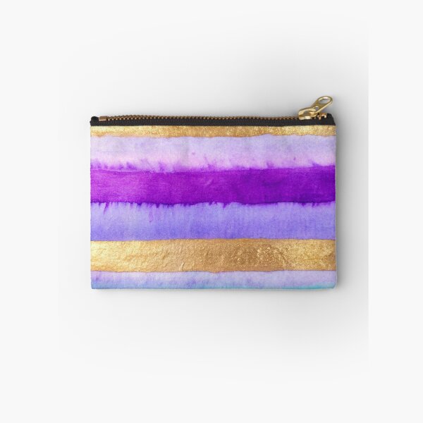 Item preview, Purple gold and turquoise teal stripes abstract watercolor pattern designed and sold by patterncrow.