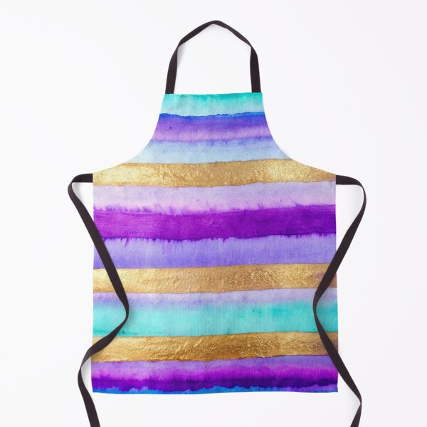 Item preview, Purple gold and turquoise teal stripes abstract watercolor pattern designed and sold by patterncrow.