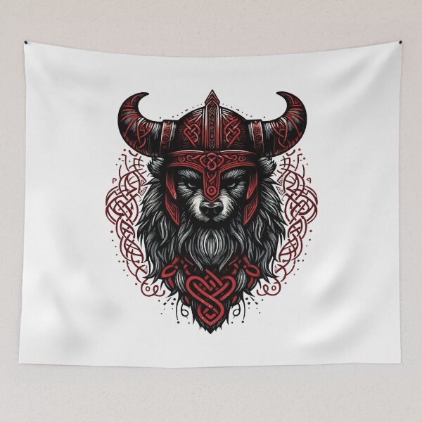 Item preview, Red And Black Bear Berserker Norse Viking Warrior designed and sold by TomFrontierArt.
