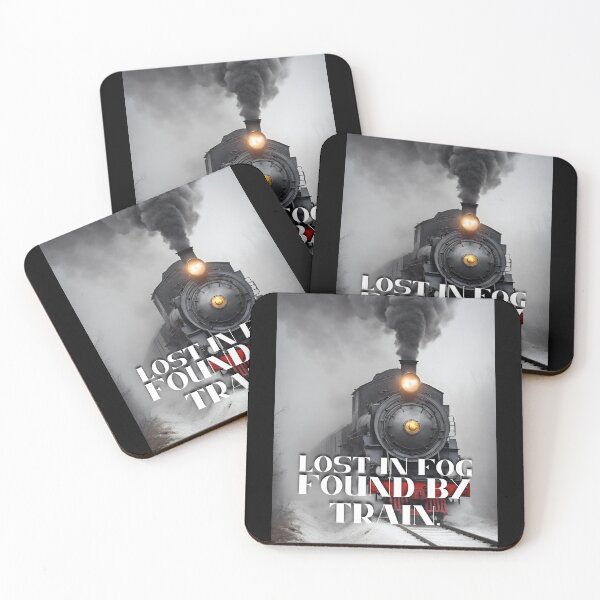 Item preview, Steam train Lost in fog found by train  steam-powered train journeying through a dense fog, its headlights piercing the mist as it chugs along the tracks designed and sold by TrainJourney.