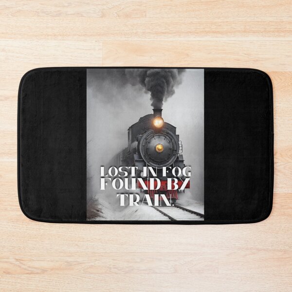 Item preview, Steam train Lost in fog found by train  steam-powered train journeying through a dense fog, its headlights piercing the mist as it chugs along the tracks designed and sold by TrainJourney.