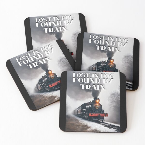 Item preview, Steam train Lost in fog found by train in snow steam-powered train journeying through a dense fog, its headlights piercing the mist as it chugs along the tracks designed and sold by TrainJourney.