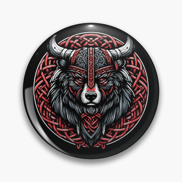 Item preview, Red And Black Bear Berserker Norse Viking Warrior designed and sold by TomFrontierArt.