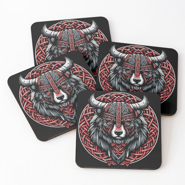 Item preview, Red And Black Bear Berserker Norse Viking Warrior designed and sold by TomFrontierArt.