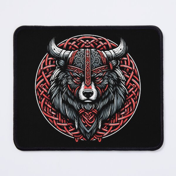 Item preview, Red And Black Bear Berserker Norse Viking Warrior designed and sold by TomFrontierArt.
