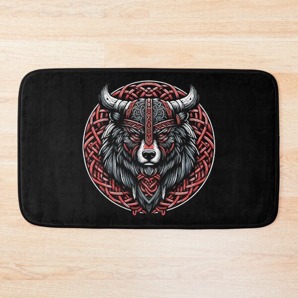 Item preview, Red And Black Bear Berserker Norse Viking Warrior designed and sold by TomFrontierArt.