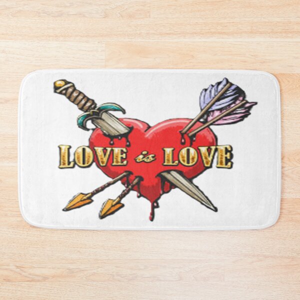 Item preview, LOVE is LOVE: A Heart Tattooed with Rainbow and Swords designed and sold by TroviTutto.