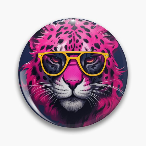 Item preview, Cute pink leopard wearing cool yellow sun glasses designed and sold by OdinsBigBeard.