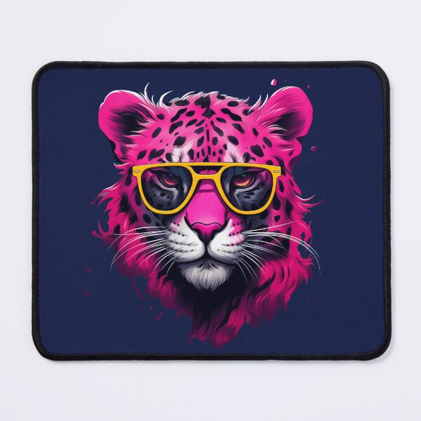 Item preview, Cute pink leopard wearing cool yellow sun glasses designed and sold by OdinsBigBeard.