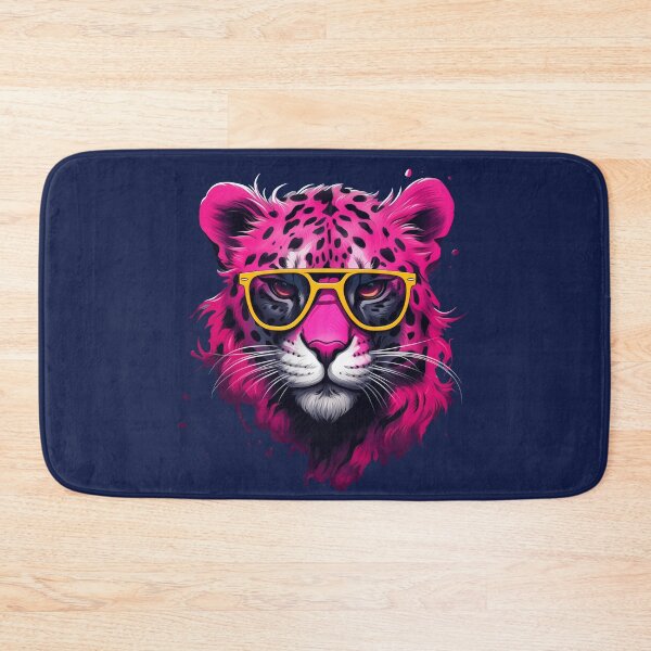 Item preview, Cute pink leopard wearing cool yellow sun glasses designed and sold by OdinsBigBeard.