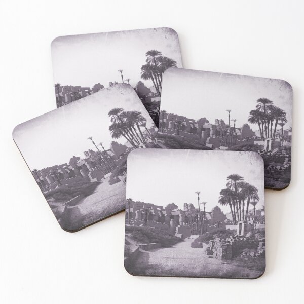 Item preview, Karnak temples and palm trees, Egypt, old vintage photo, black and white designed and sold by art-of-egypt.