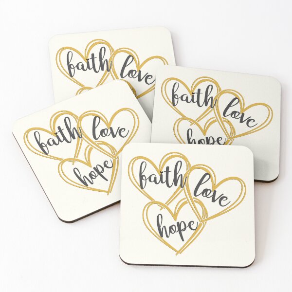 Item preview, Faith Hope Love Hearts (gold and black, relief texture) designed and sold by Margival.