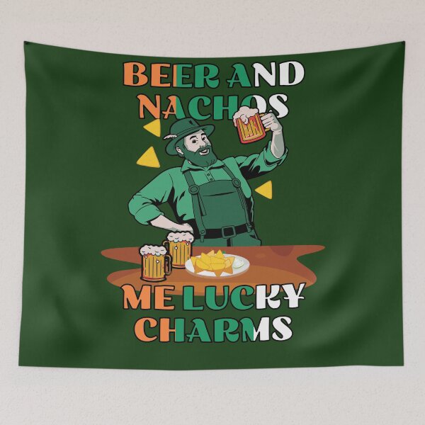 Item preview, Lucky Irish Charm: Beer and Nachos | Funny Irish pub Crawl  designed and sold by Feline Rockstars.