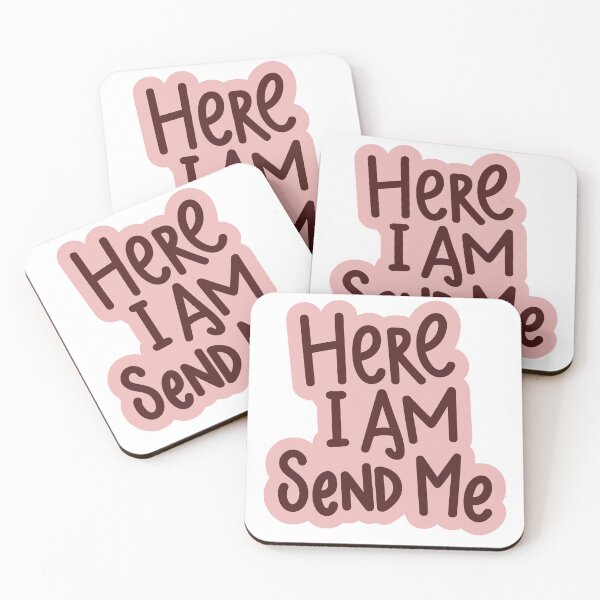 Item preview, Isaiah 6:8 - Here I Am Send Me - Rose Neutral Pink Color - Inspirational Art designed and sold by HahaHandlesHub.