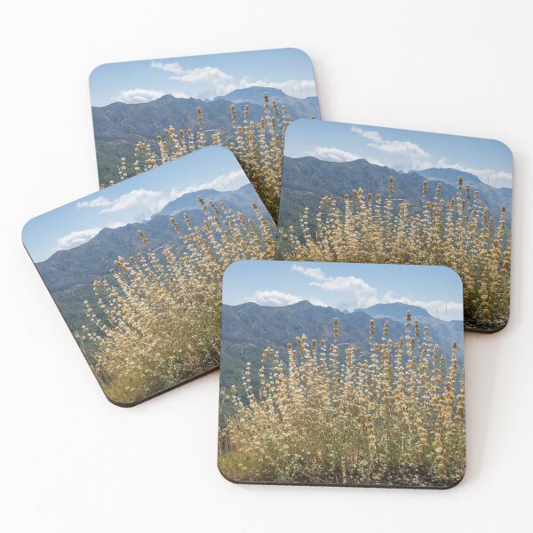 Item preview, Sunny day in the mountains. Plants and blue mountain range designed and sold by Adriana Mueller.