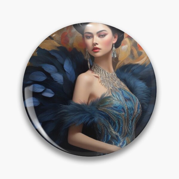 Artikelvorschau, Woman in a blue feather dress entworfen und verkauft von Vintage Designs +.
