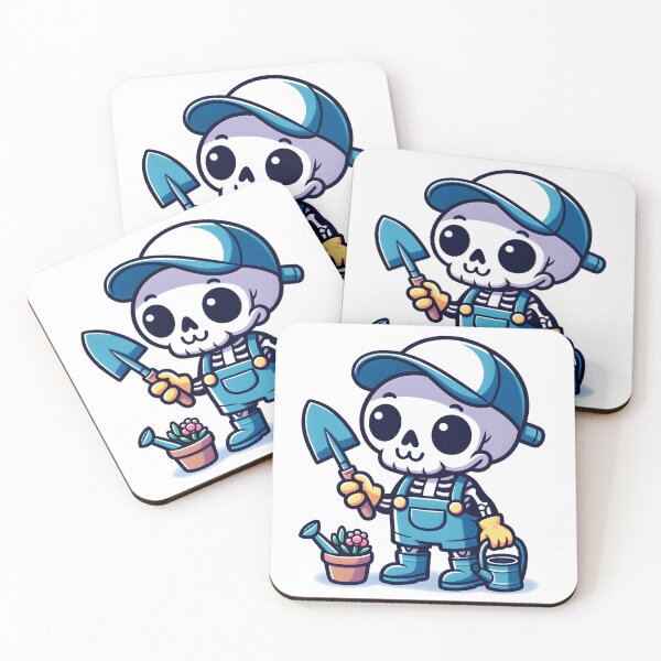Item preview, Kawaii Whimsical Skeleton Gardening With Gardening Gloves designed and sold by CanvasCutie.
