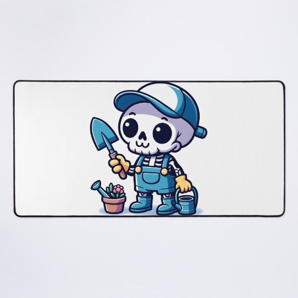 Item preview, Kawaii Whimsical Skeleton Gardening With Gardening Gloves designed and sold by CanvasCutie.