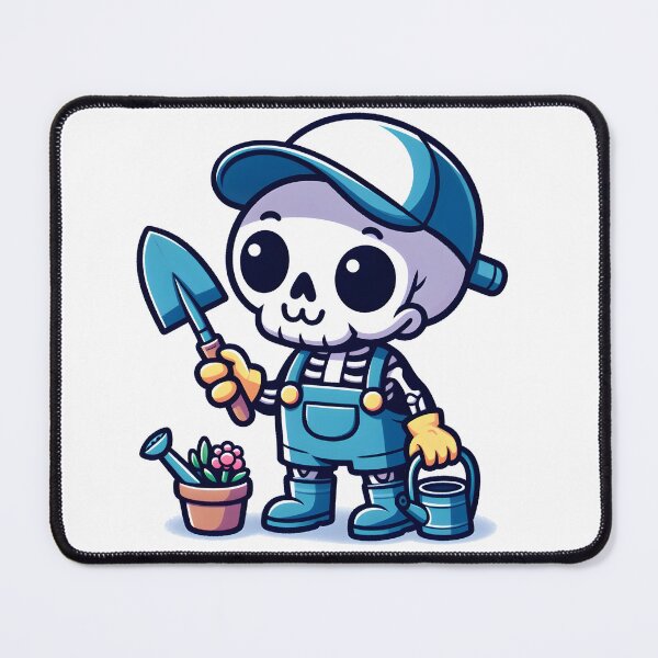 Item preview, Kawaii Whimsical Skeleton Gardening With Gardening Gloves designed and sold by CanvasCutie.