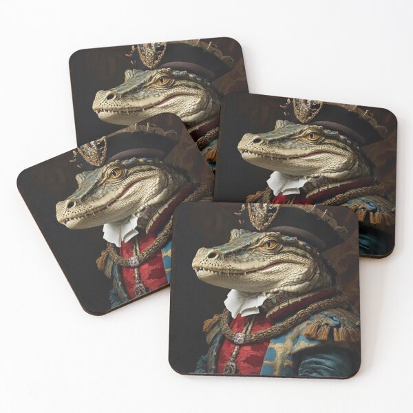 Item preview, His royal Highness King Von Snap Snap - Regal crocodile king portrait art designed and sold by Vintage Designs +.