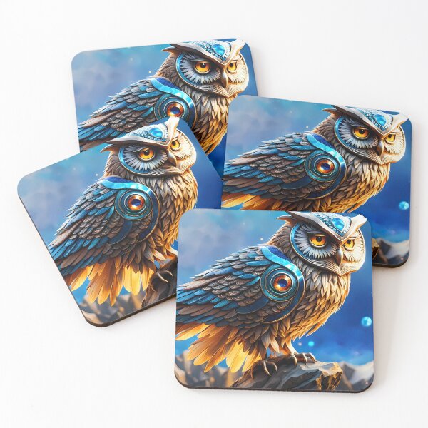 Item preview, Blue Yellow Owl, Ai Generated Art  designed and sold by ACC .