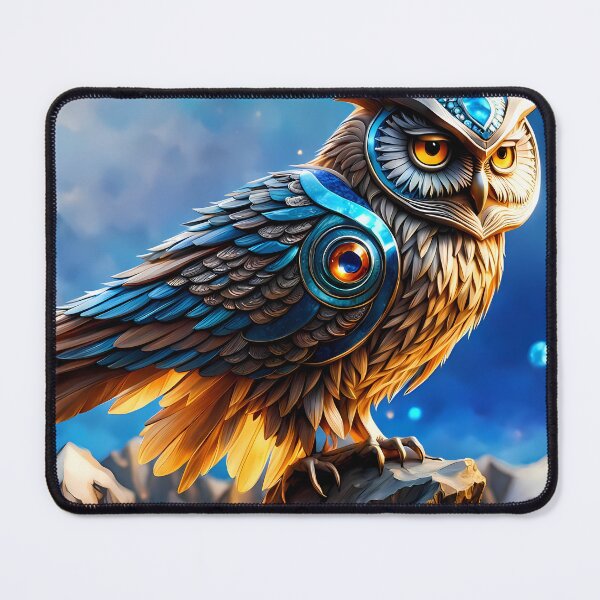 Item preview, Blue Yellow Owl, Ai Generated Art designed and sold by ACC .