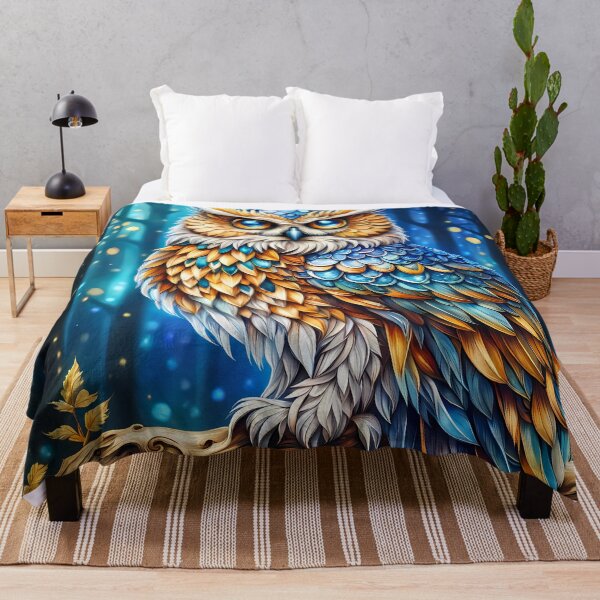 Item preview, Blue Gold Crystal Owl, Ai Generated Art  designed and sold by ACC .