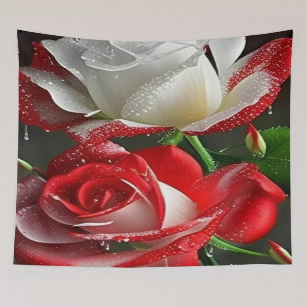 Item preview, The beauty of red and white roses with water drops is a natural work of art. ?? designed and sold by TroviTutto.