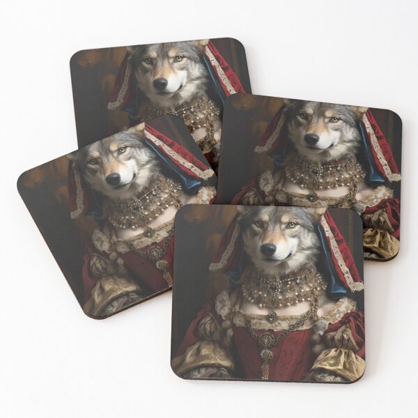 Item preview,  Her royal Highness Queen Anne Bonelyn - Regal Wolf Queen portrait art designed and sold by Vintage Designs +.
