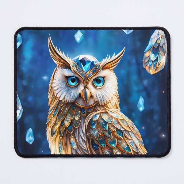 Item preview, Blue Gold Crystal Owl, Ai Generated Art designed and sold by ACC .