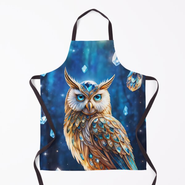 Item preview, Blue Gold Crystal Owl, Ai Generated Art  designed and sold by ACC .