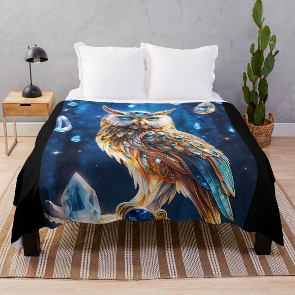 Item preview, Blue Gold Crystal Owl, Ai Generated Art  designed and sold by ACC .