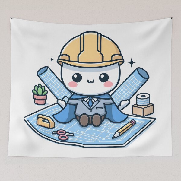 Item preview, Kawaii Architect With Blueprint Cape designed and sold by CanvasCutie.