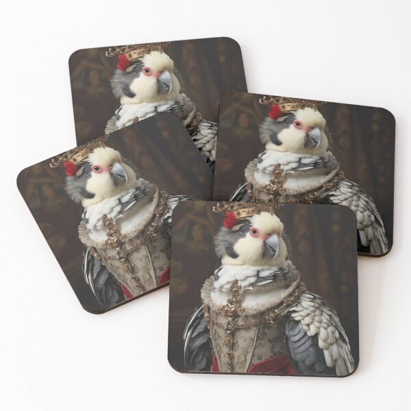 Item preview,   Her Highness the Lady Tilly Flocks -  Cockatiel Lady in waiting portrait art designed and sold by Vintage Designs +.