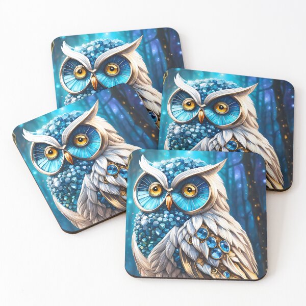 Item preview, Blue White Crystal Owl, Ai Generated Art  designed and sold by ACC .