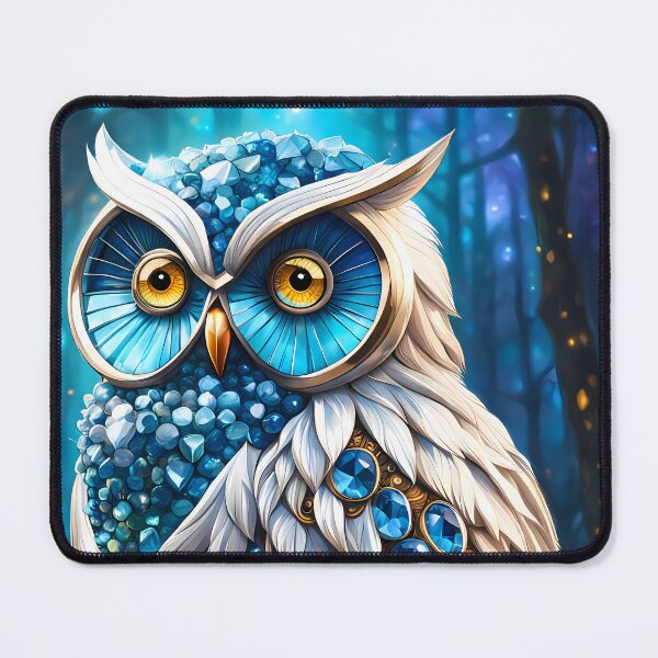 Item preview, Blue White Crystal Owl, Ai Generated Art designed and sold by ACC .