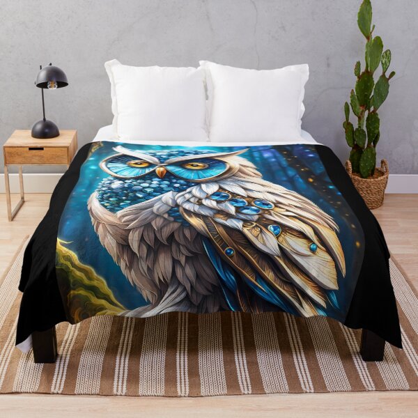 Item preview, Blue White Crystal Owl, Ai Generated Art  designed and sold by ACC .