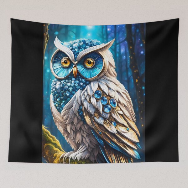 Item preview, Blue White Crystal Owl, Ai Generated Art  designed and sold by ACC .