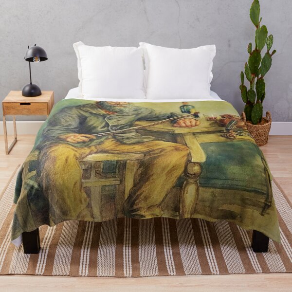 Item preview, Fisherman having a rest and a drink after playing his violin in a tavern - vintage art designed and sold by Vintage Designs +.