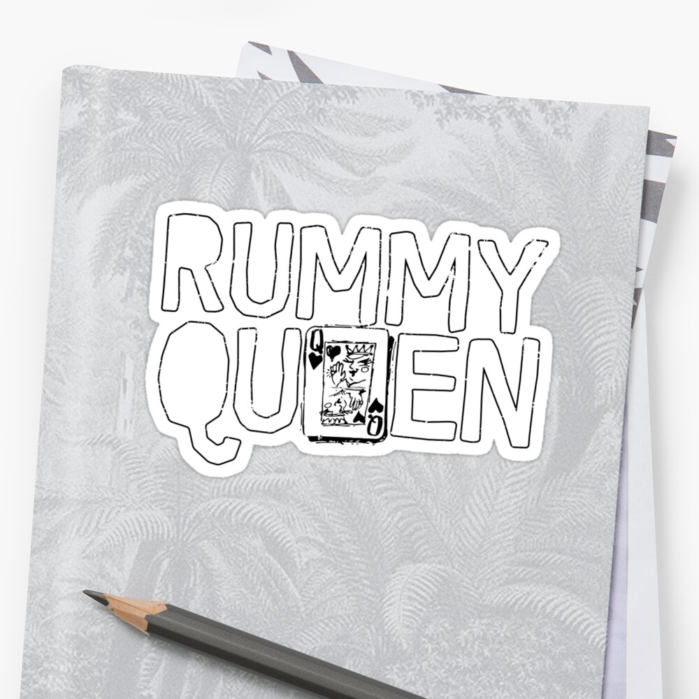 fun-card-games-for-couples-shirt-rummy-queen-sticker-by-shoppzee-redbubble