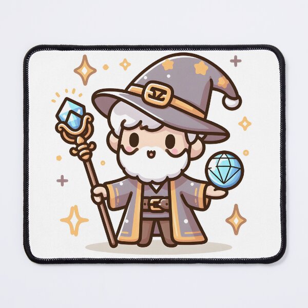 Item preview, Kawaii Wizard With A Pointed Hat And A Crystal Orb designed and sold by CanvasCutie.