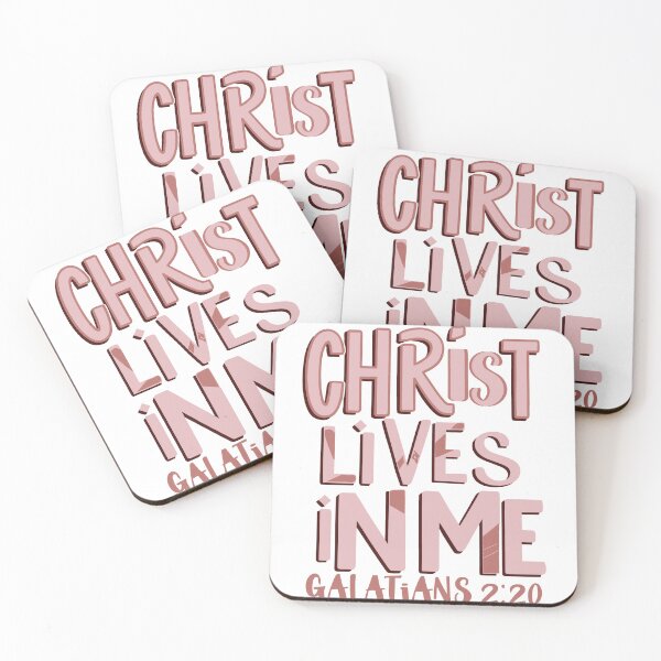 Item preview, Rose Neutral Christian Typography Art - Christ Lives in Me Galatians 2:20 designed and sold by HahaHandlesHub.