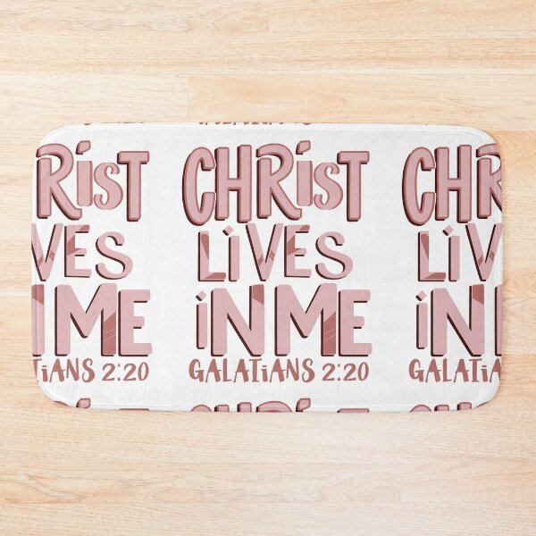 Item preview, Rose Neutral Christian Typography Art - Christ Lives in Me Galatians 2:20 designed and sold by HahaHandlesHub.