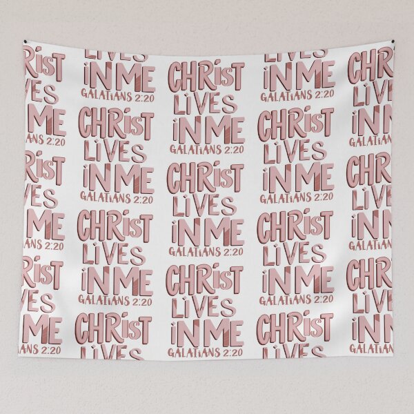 Item preview, Rose Neutral Christian Typography Art - Christ Lives in Me Galatians 2:20 designed and sold by HahaHandlesHub.