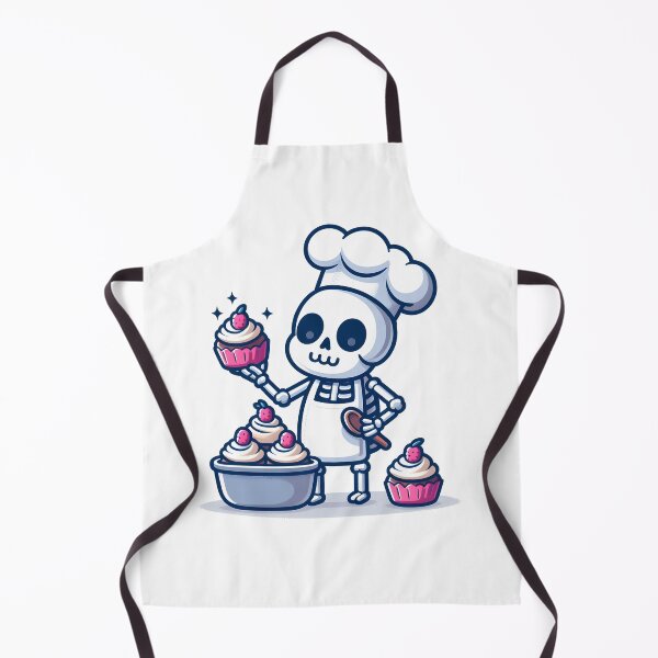 Item preview, Kawaii Silly Skeleton With Chef'S Hat And Apron Baking Cupcakes designed and sold by CanvasCutie.