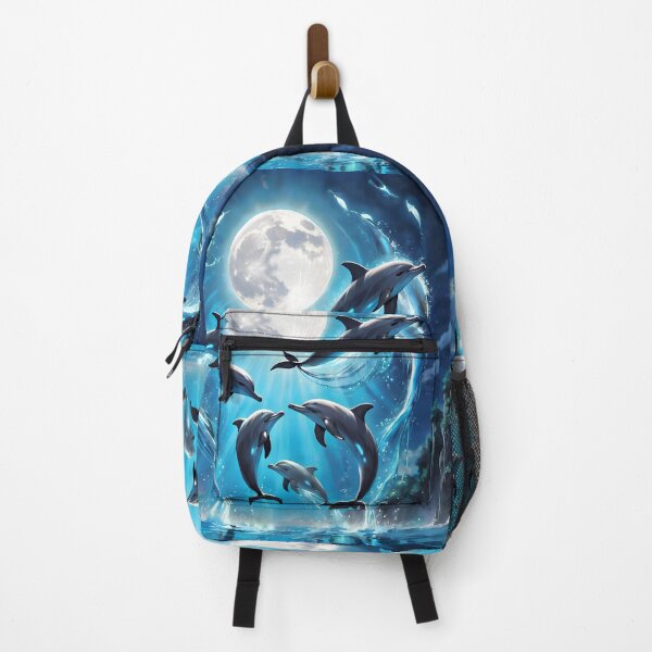 Item preview, "Moonlit Leaps: Dolphins in Lunar Flight" designed and sold by LuckyCosmos.
